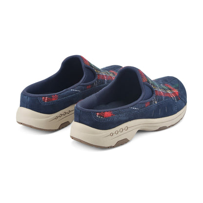 Easy Spirit Traveltime Clogs - Navy Plaid