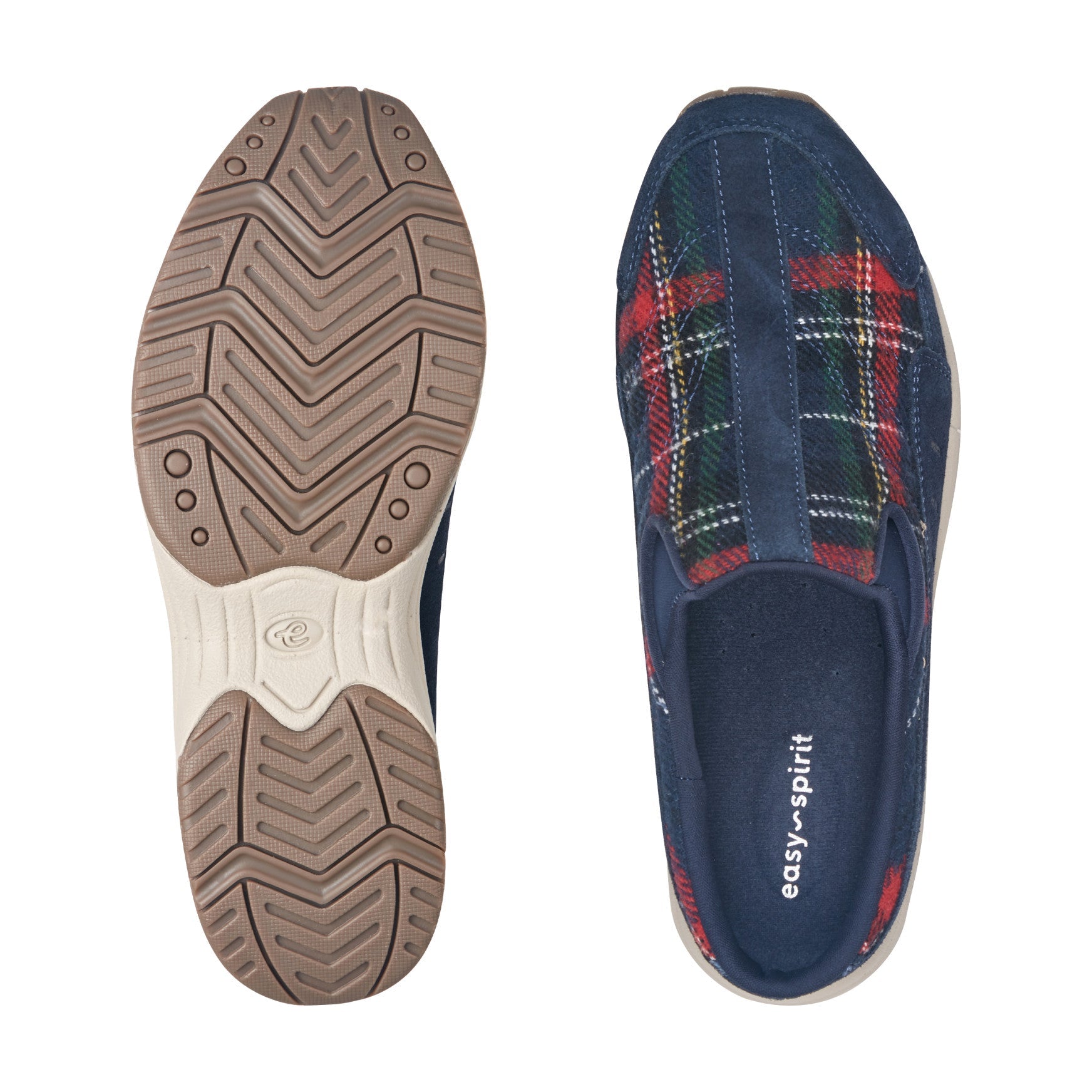 Easy Spirit Traveltime Clogs - Navy Plaid