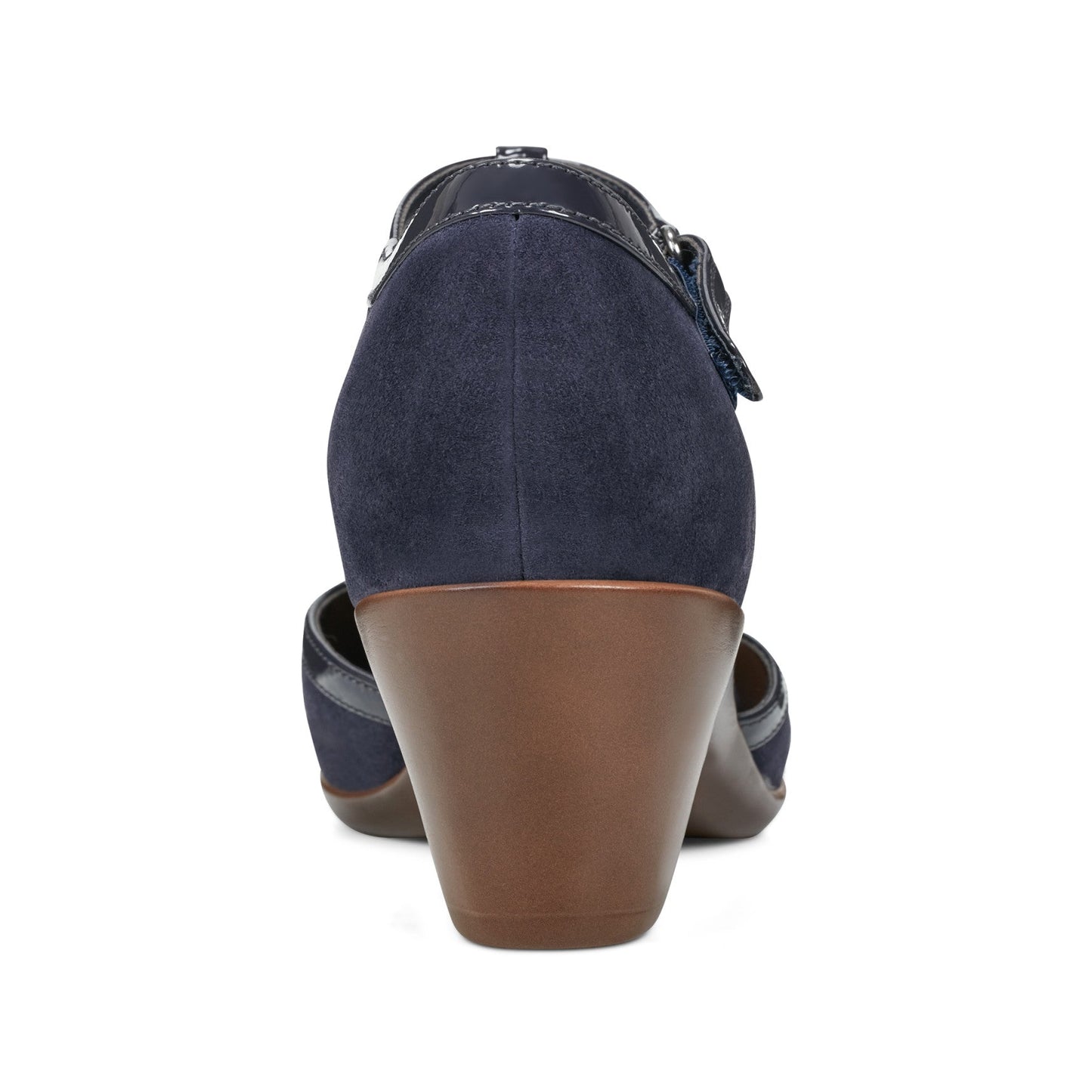 Easy Spirit Cara T-Strap Heels - Dark Blue Suede