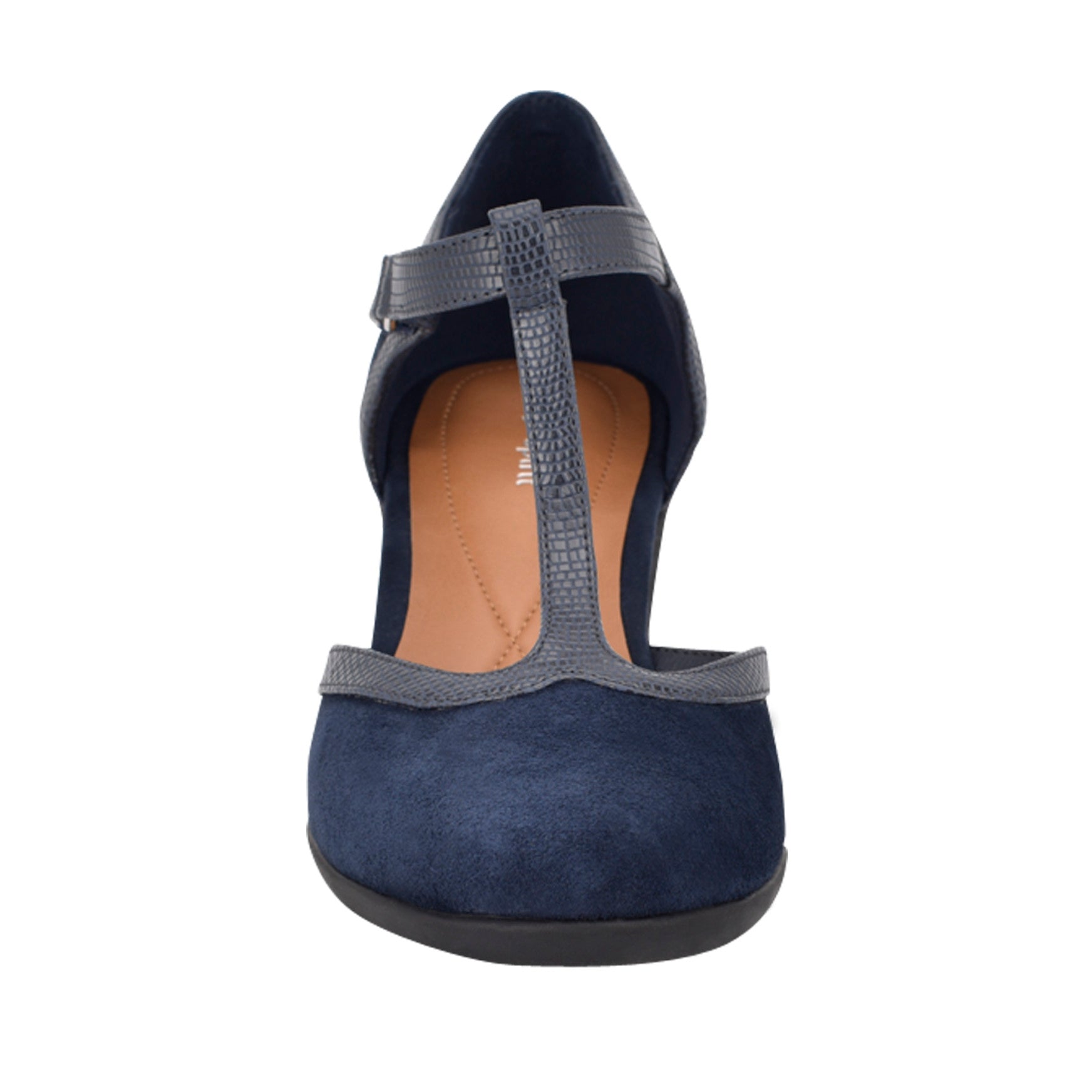 Easy Spirit Cara T-Strap Heels - Navy Suede