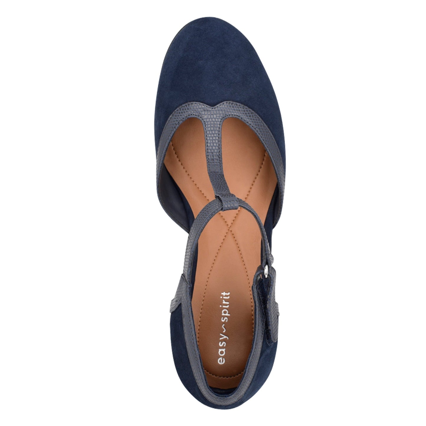 Easy Spirit Cara T-Strap Heels - Navy Suede