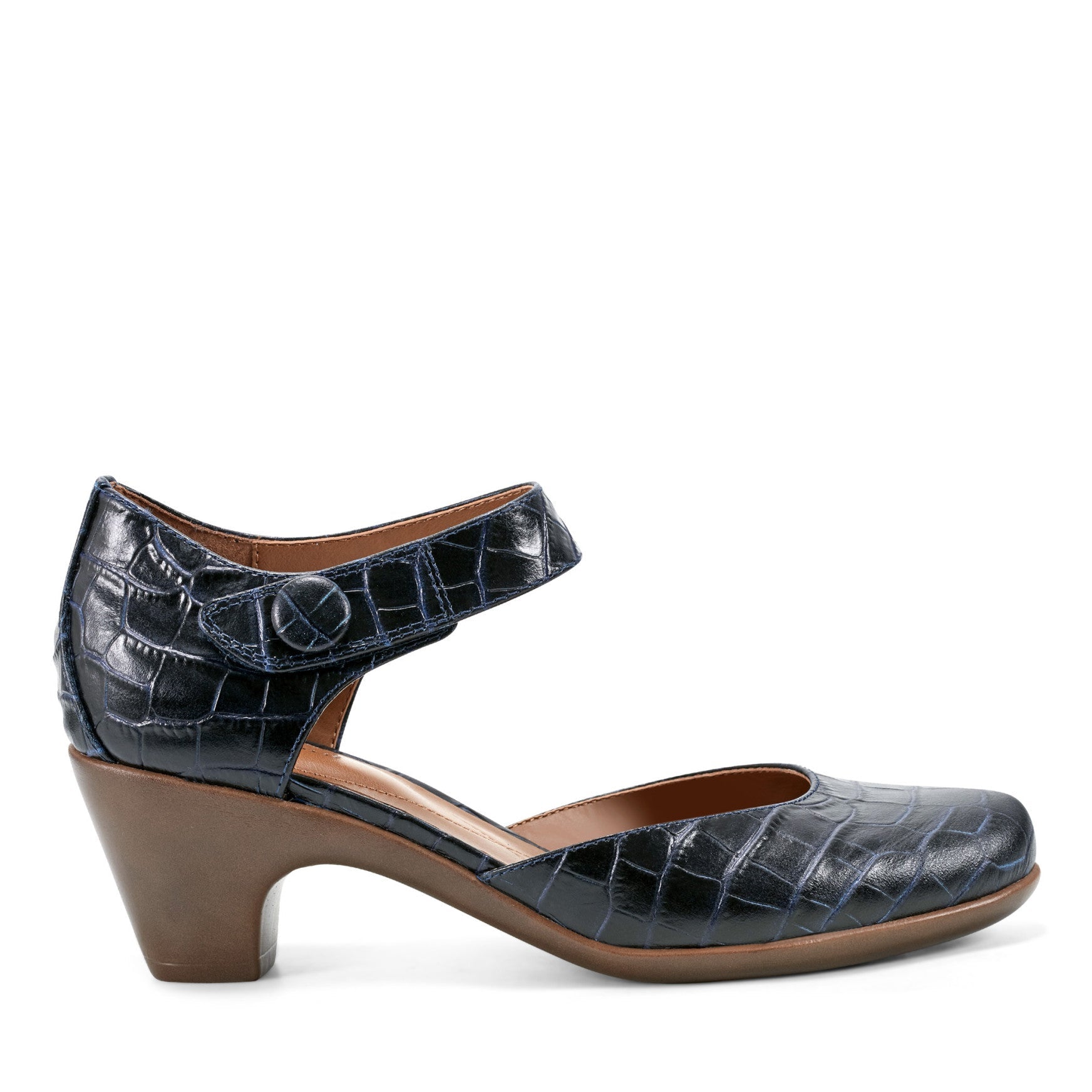 Easy Spirit Clarice Mary Jane Heels - Dark Blue Croco