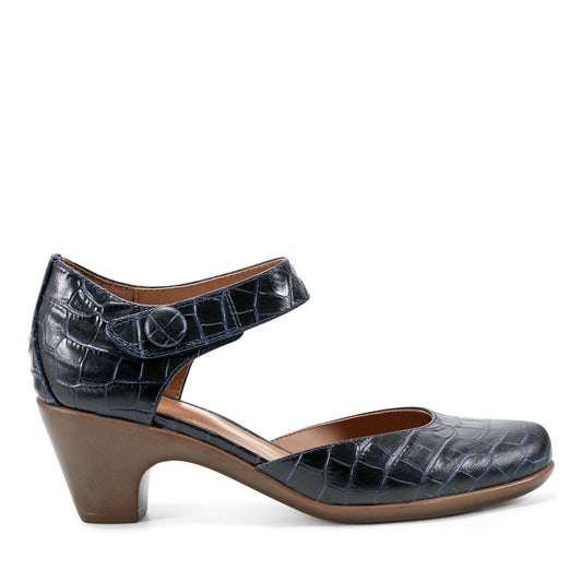 Easy Spirit Clarice Mary Jane Heels - Dark Blue Croco
