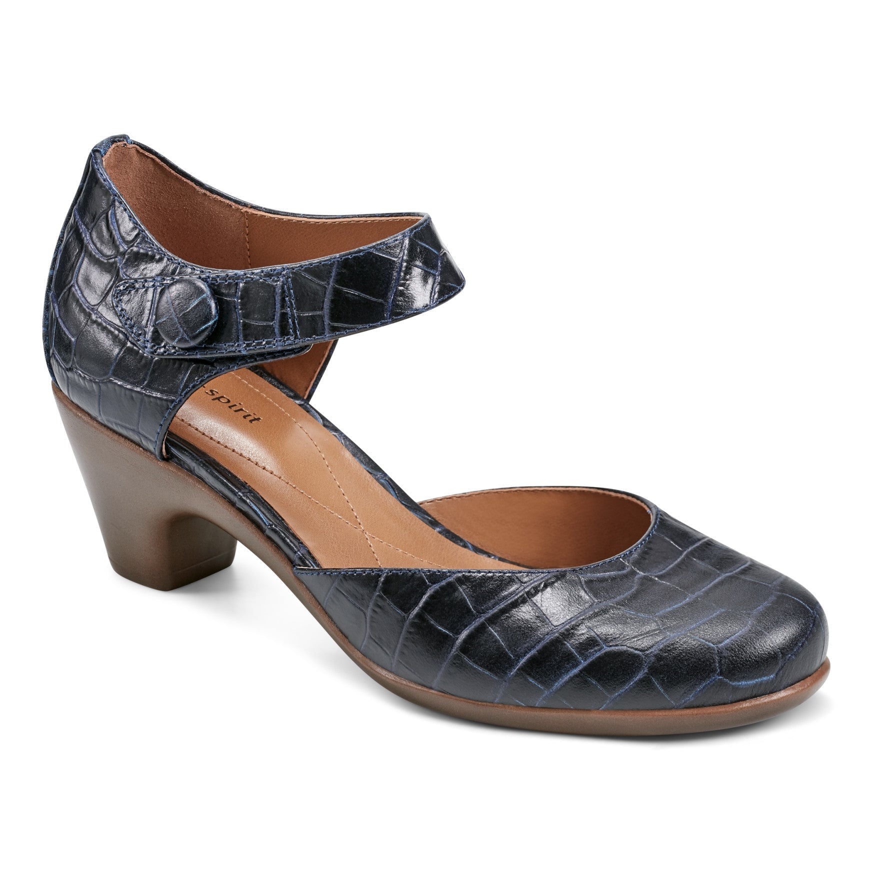 Easy Spirit Clarice Mary Jane Heels - Dark Blue Croco