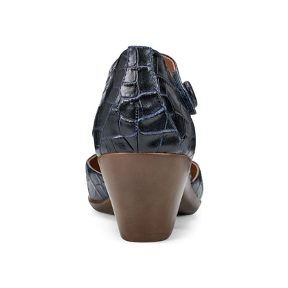 Easy Spirit Clarice Mary Jane Heels - Dark Blue Croco