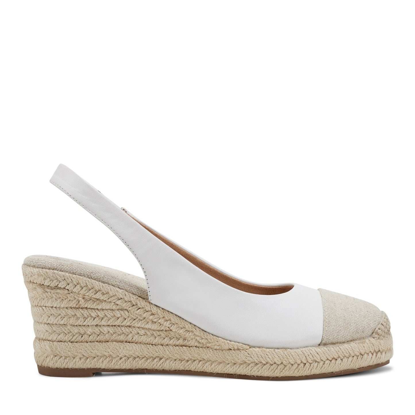 Easy Spirit Margie Platform Wedge Slingbacks - White Leather