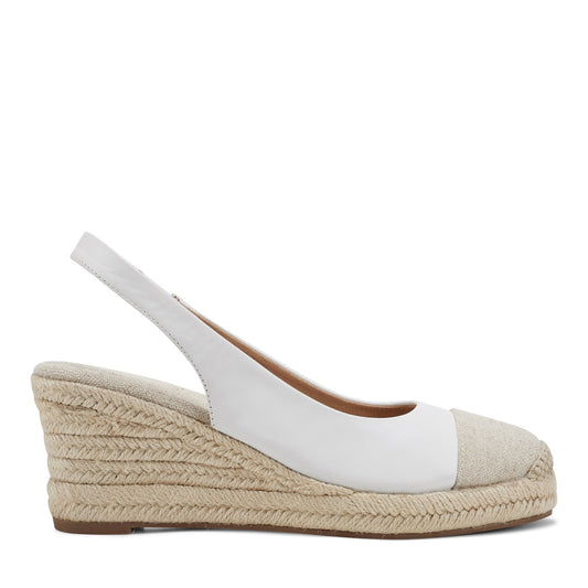 Easy Spirit Margie Platform Wedge Slingbacks - White Leather