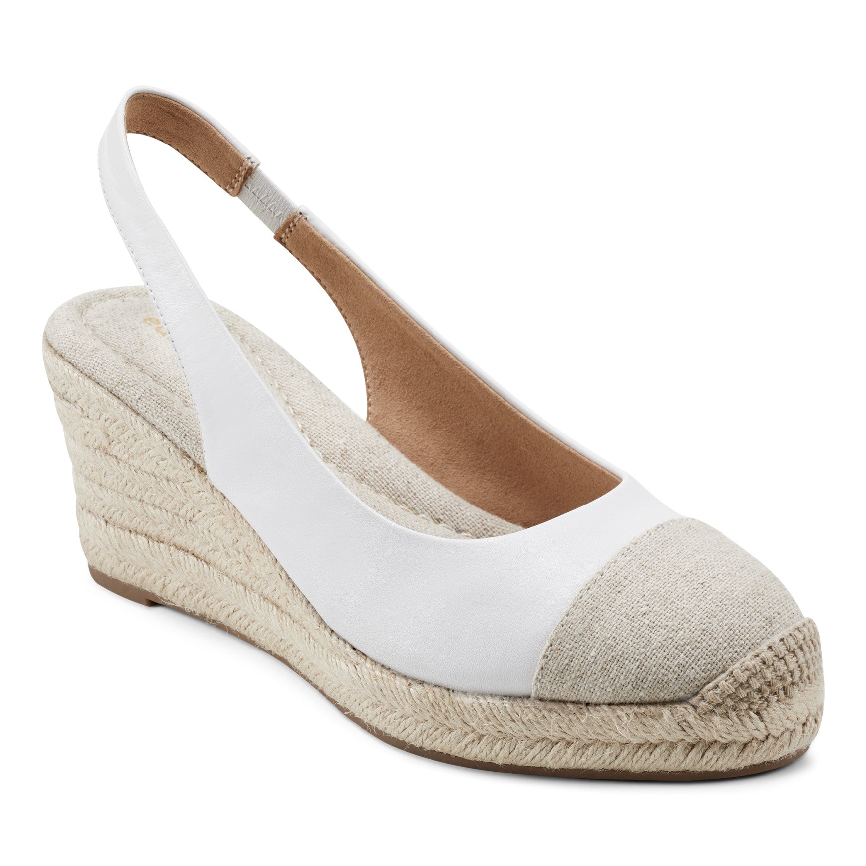 Easy Spirit Margie Platform Wedge Slingbacks - White Leather