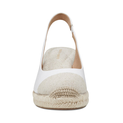 Easy Spirit Margie Platform Wedge Slingbacks - White Leather