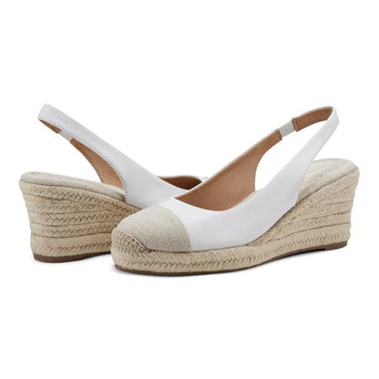 Easy Spirit Margie Platform Wedge Slingbacks - White Leather