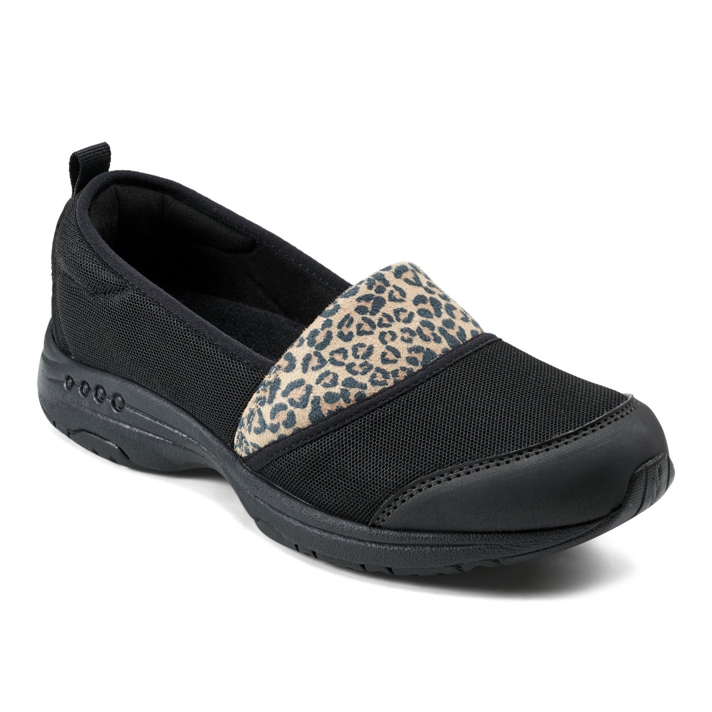 Easy Spirit Twist Slip On Sneakers - Black/Leopard