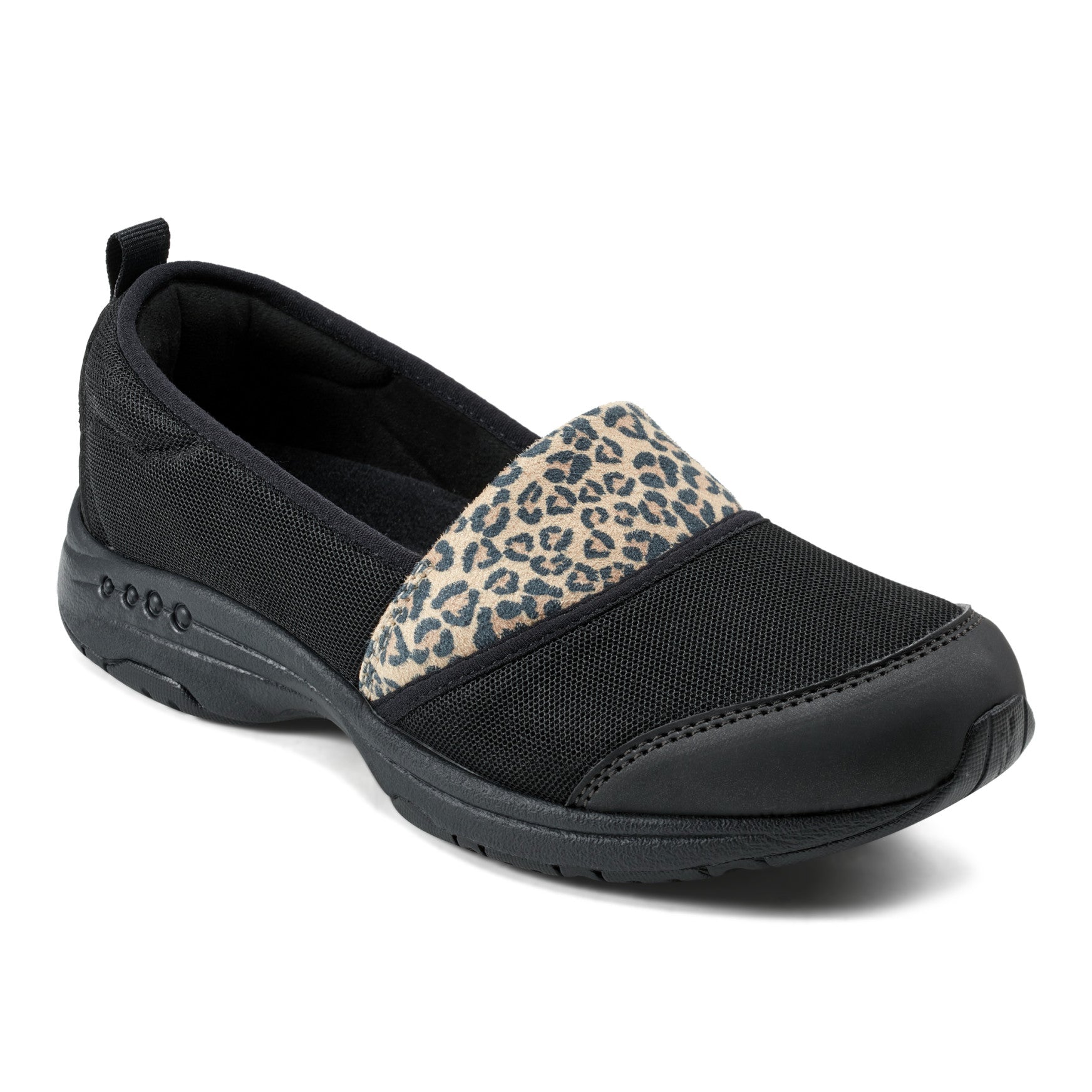 Easy Spirit Twist Slip On Sneakers - Black/Leopard