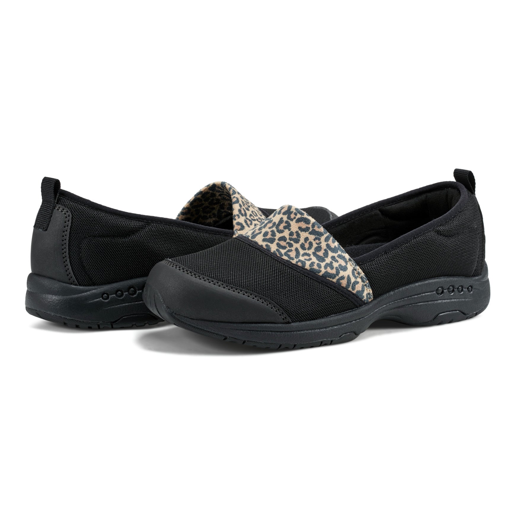 Easy Spirit Twist Slip On Sneakers - Black/Leopard