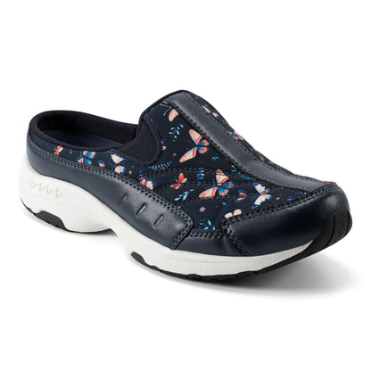 Easy Spirit Traveltime Clogs - Navy Butterfly Print