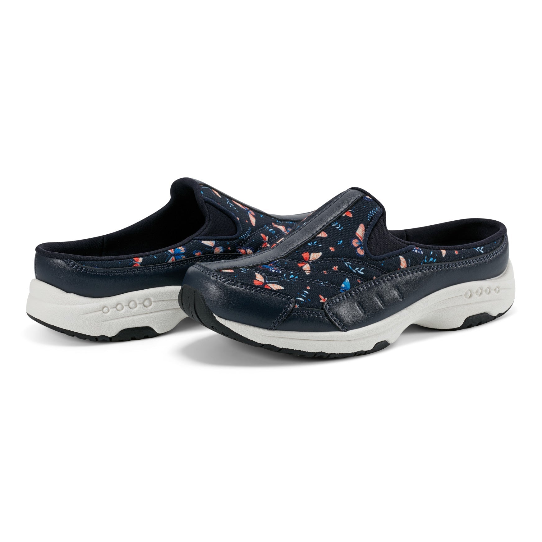 Easy Spirit Traveltime Clogs - Navy Butterfly Print