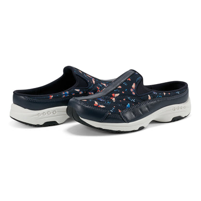 Easy Spirit Traveltime Clogs - Navy Butterfly Print