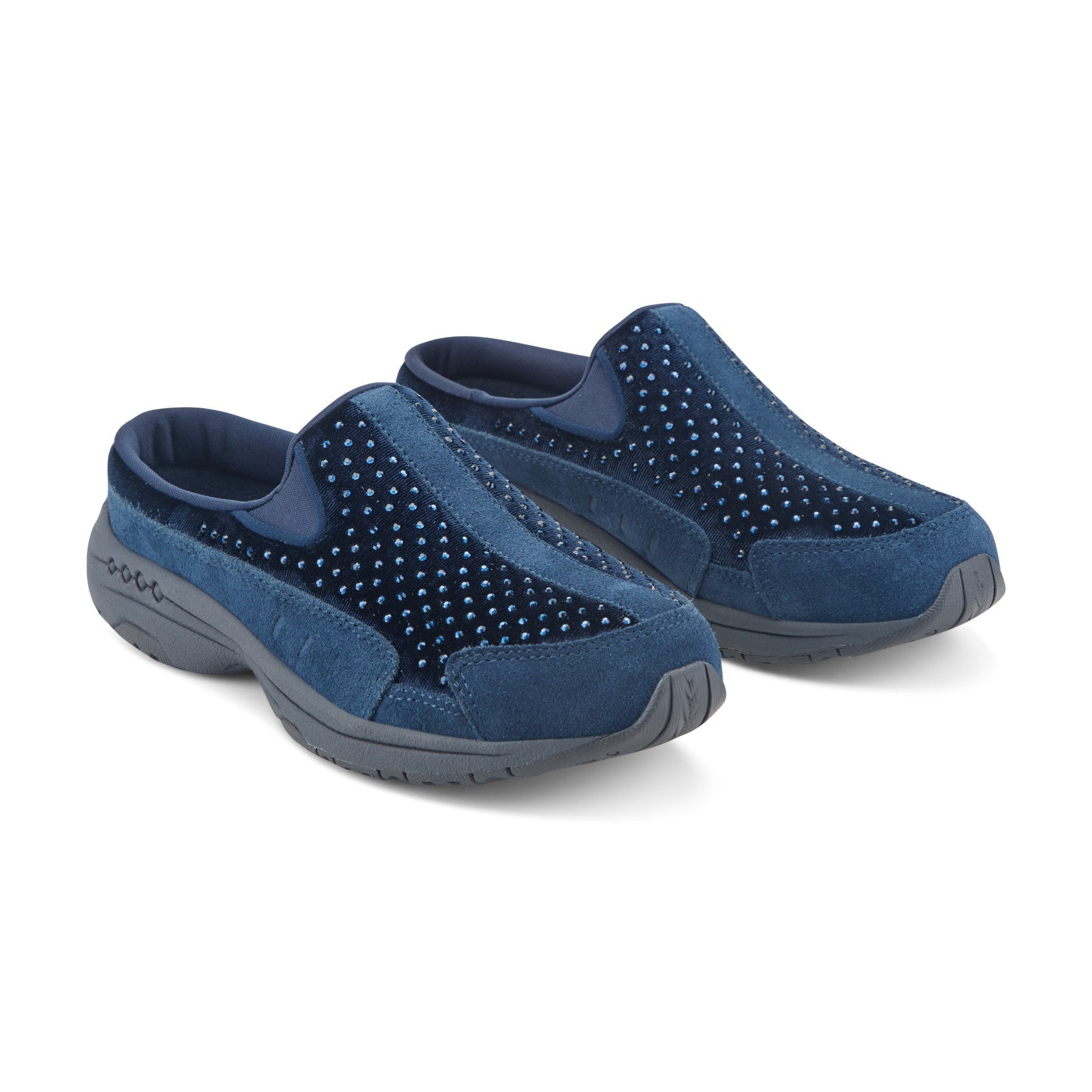 Easy Spirit Traveltime Clogs - Navy Velvet/Rhinestone