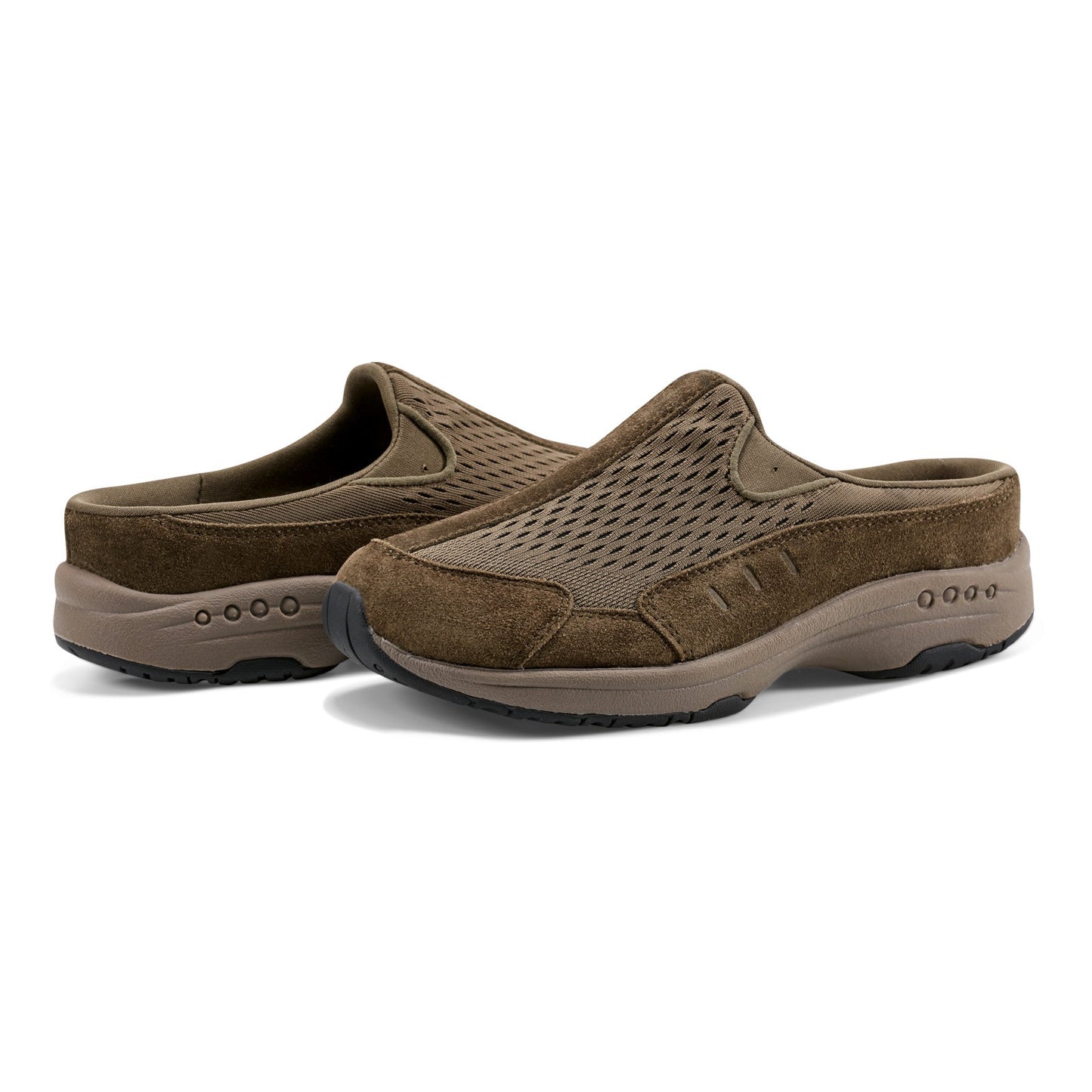 Easy Spirit Traveltime Clogs - Olive Suede
