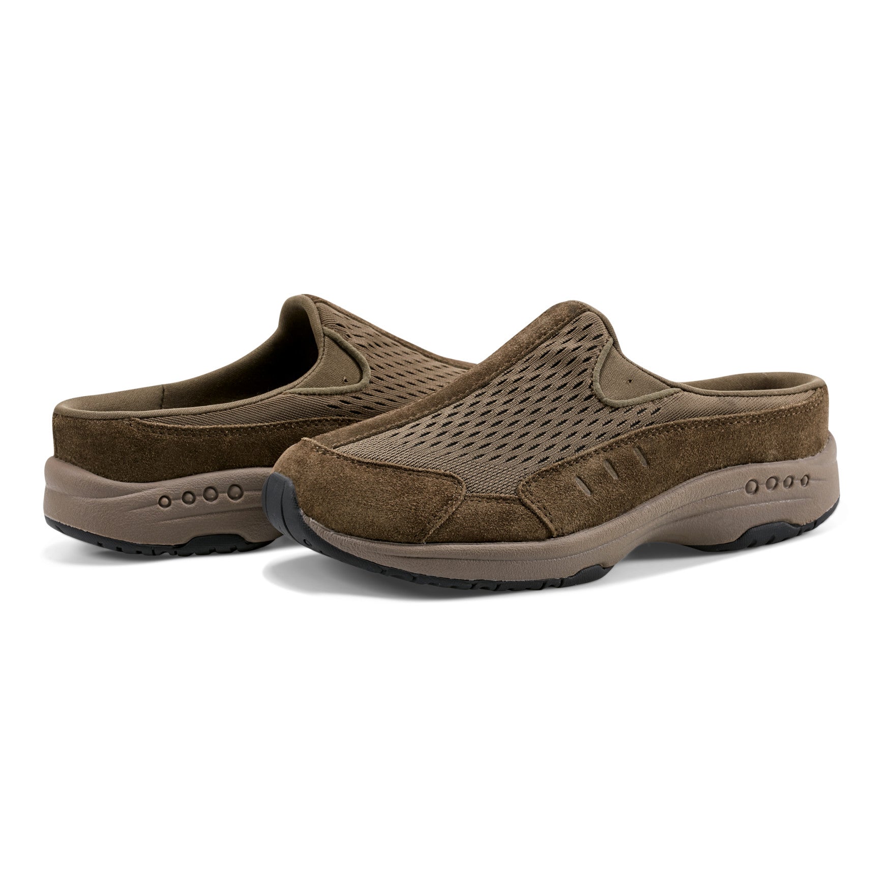 Easy Spirit Traveltime Clogs - Olive Suede