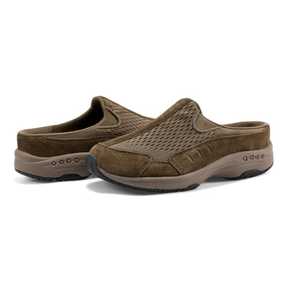 Easy Spirit Traveltime Clogs - Olive Suede