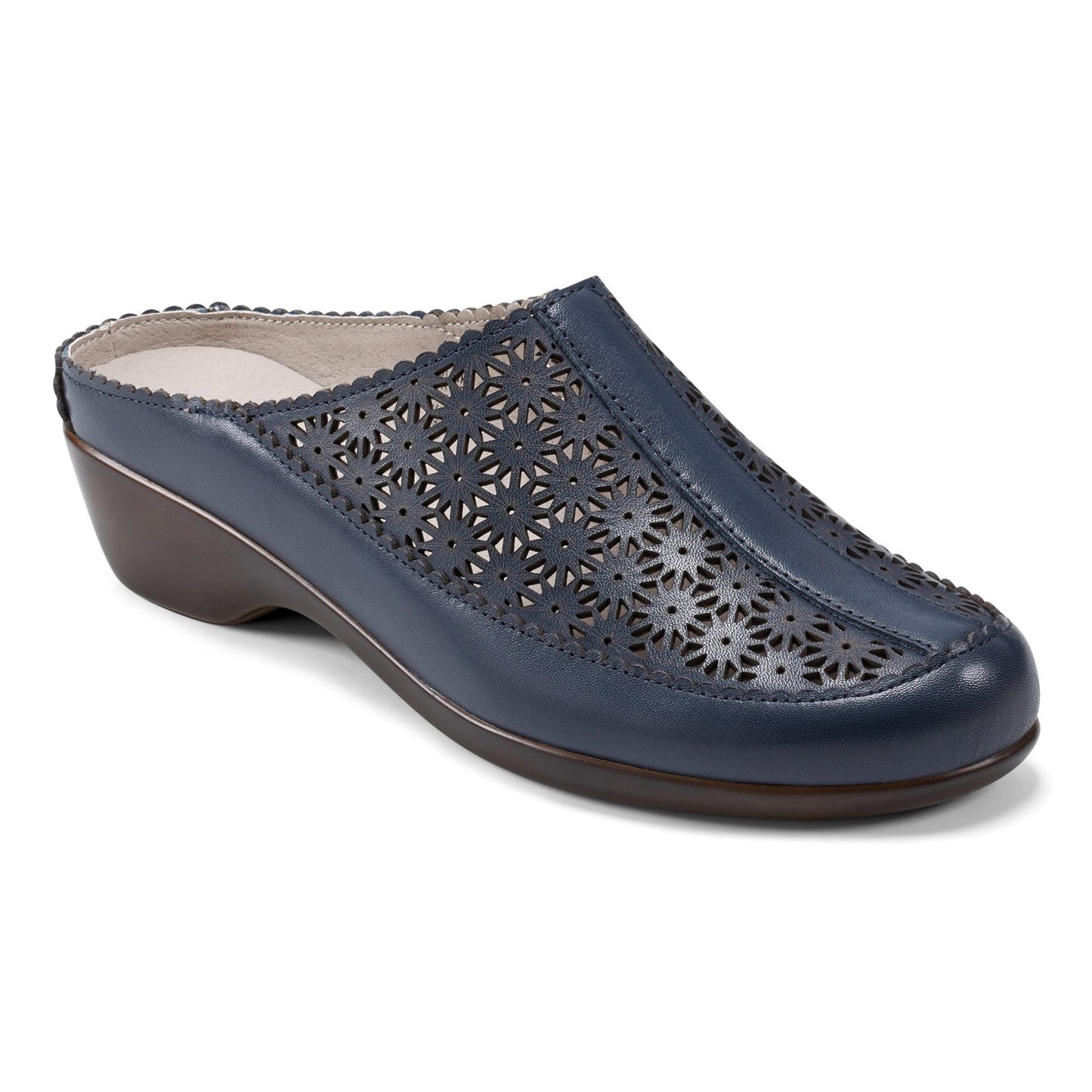 Easy Spirit Dusk Mule Clogs - Navy Leather