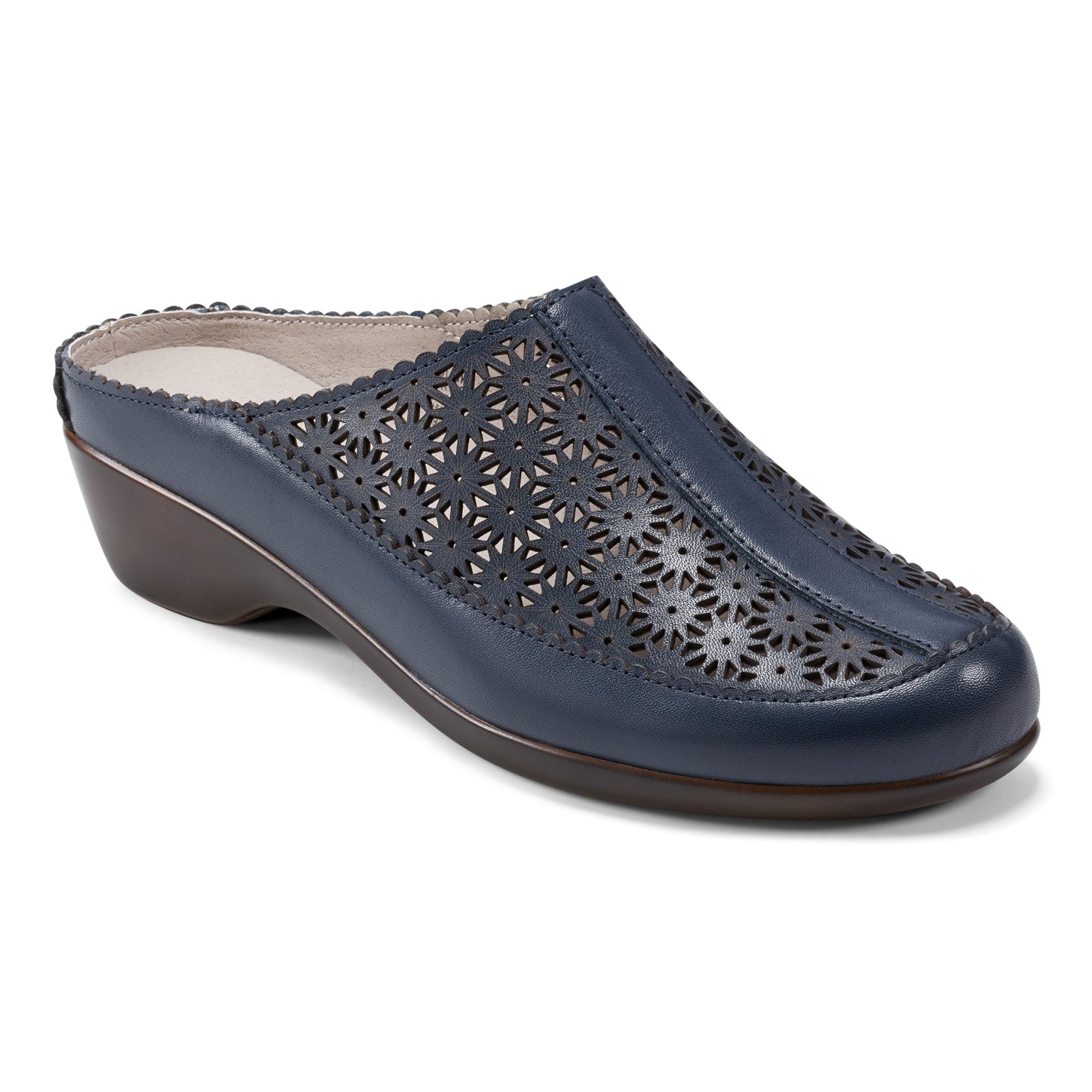 Easy Spirit Dusk Mule Clogs - Navy Leather