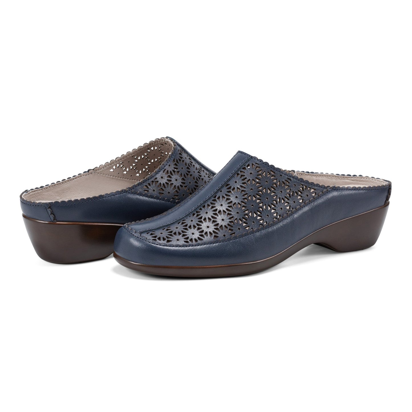Easy Spirit Dusk Mule Clogs - Navy Leather