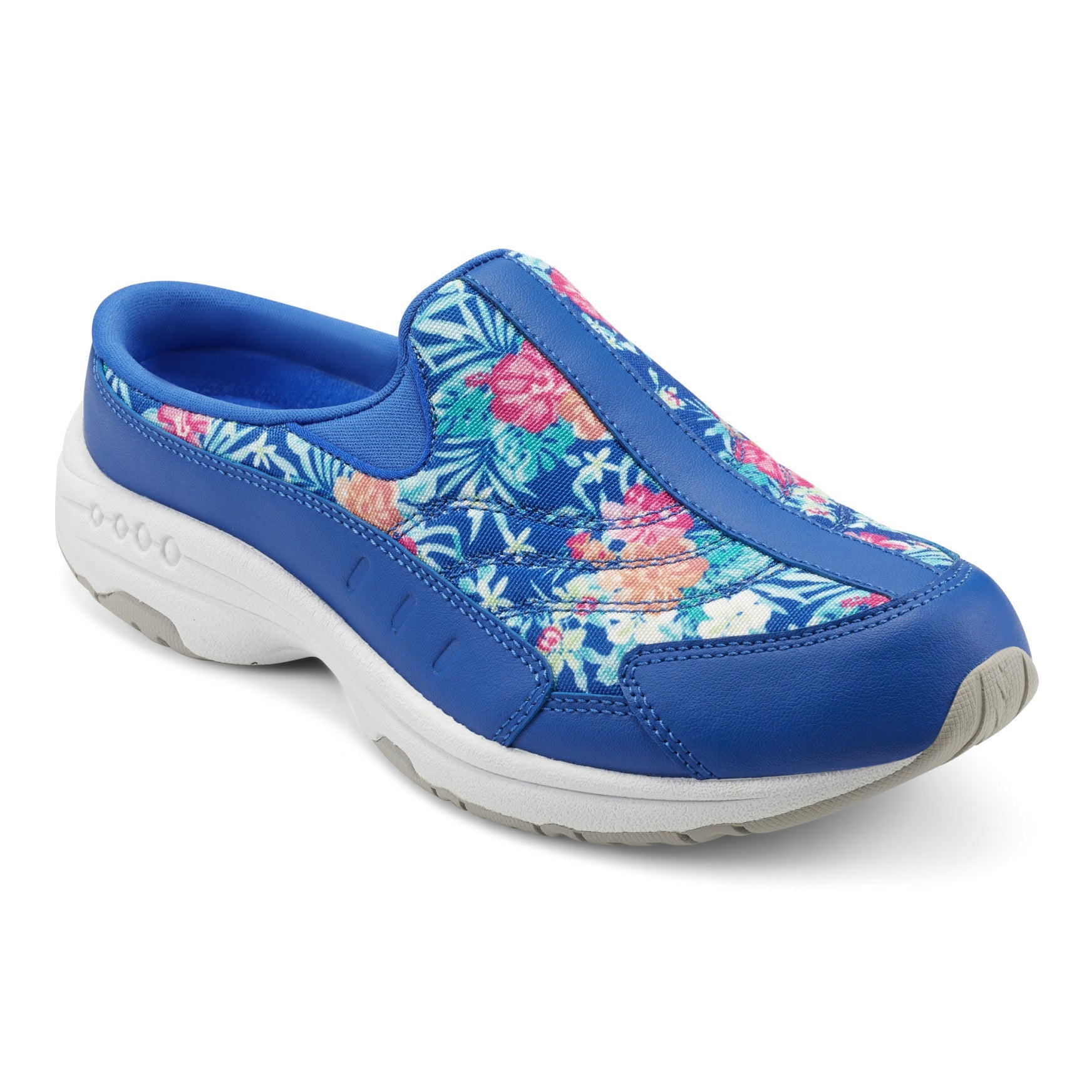 Easy Spirit Traveltime Clogs - Blue Tropical Print