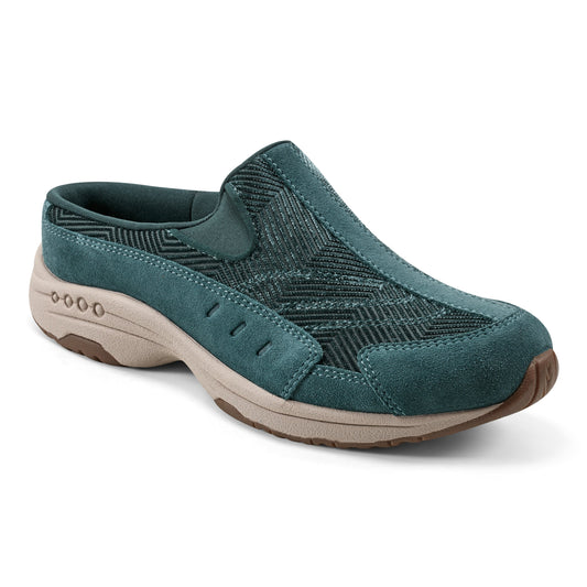 Easy Spirit Traveltime Clogs - Green Velour Suede