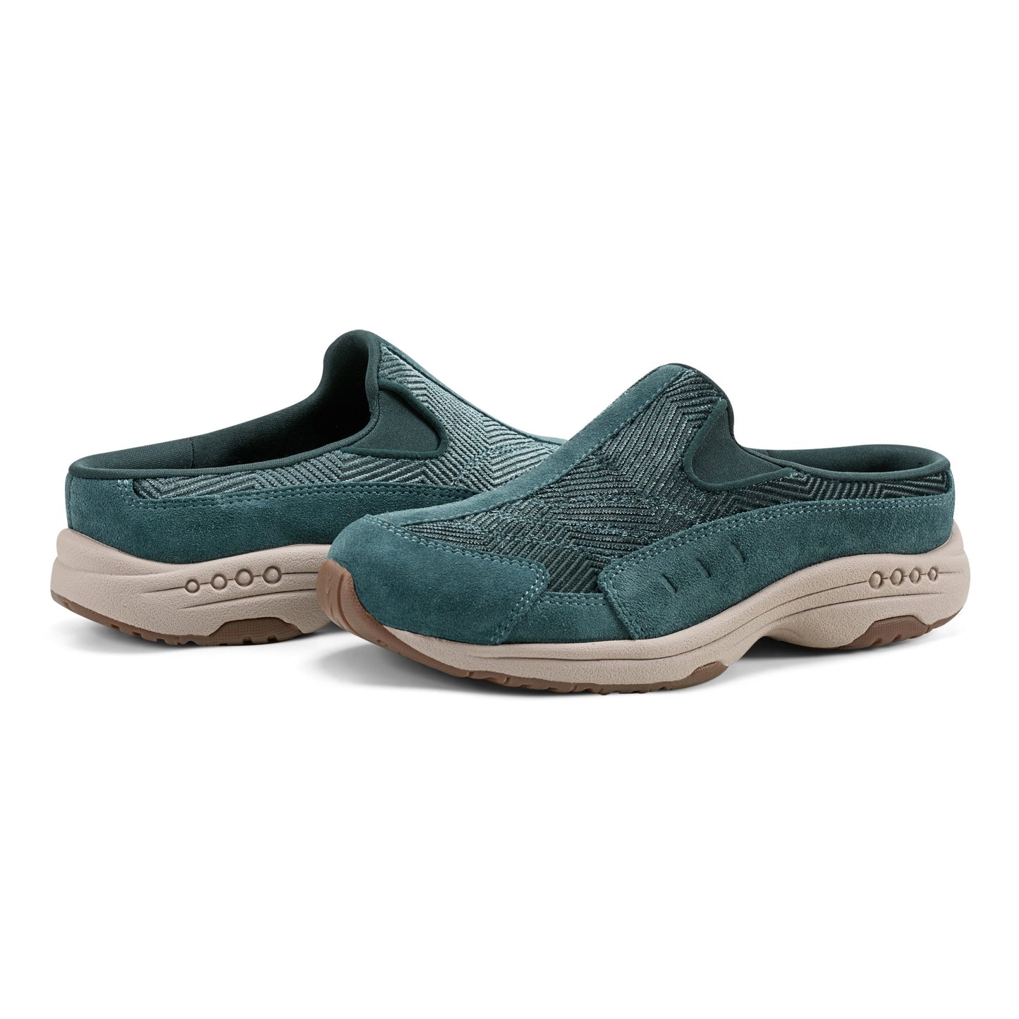 Easy Spirit Traveltime Clogs - Green Velour Suede