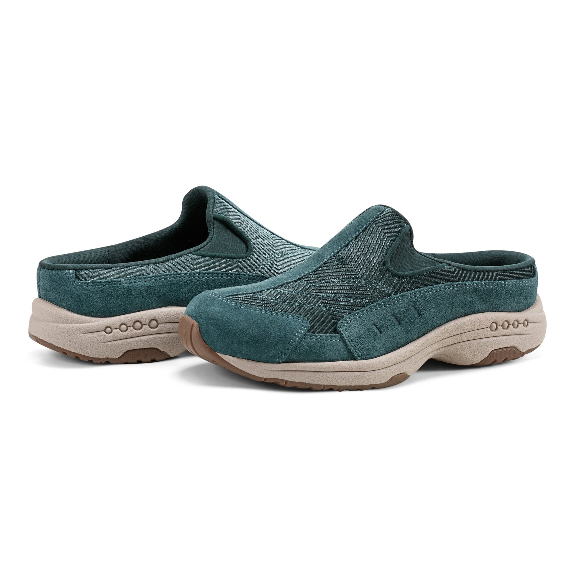 Easy Spirit Traveltime Clogs - Green Velour Suede