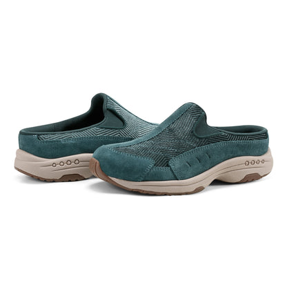 Easy Spirit Traveltime Clogs - Green Velour Suede