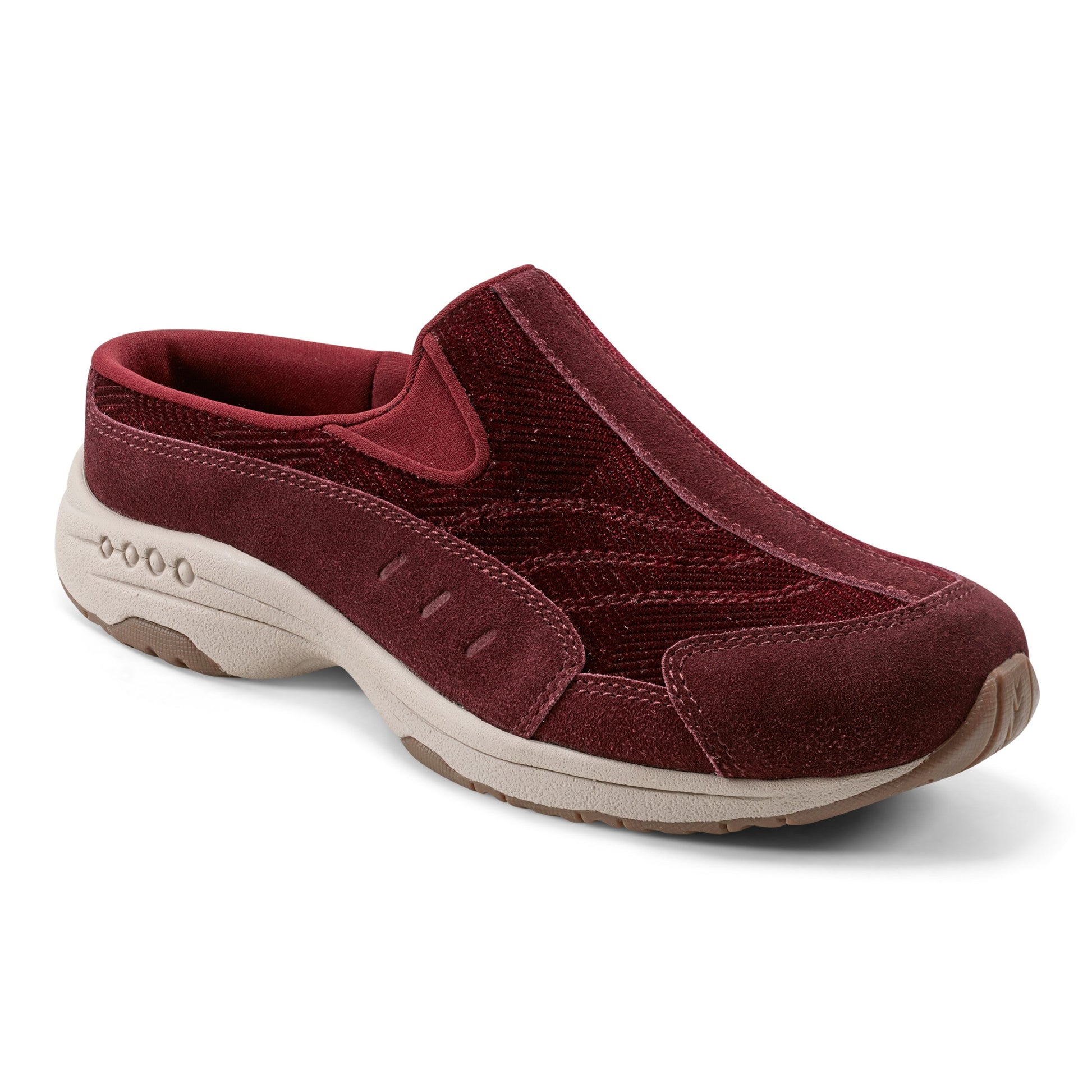Easy Spirit Traveltime Clogs - Red Velour Suede