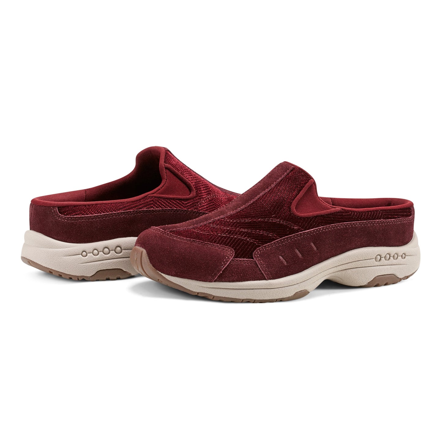 Easy Spirit Traveltime Clogs - Red Velour Suede