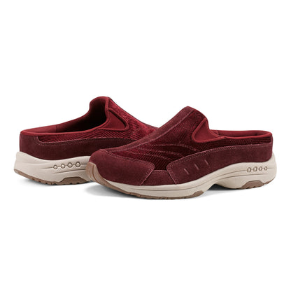 Easy Spirit Traveltime Clogs - Red Velour Suede