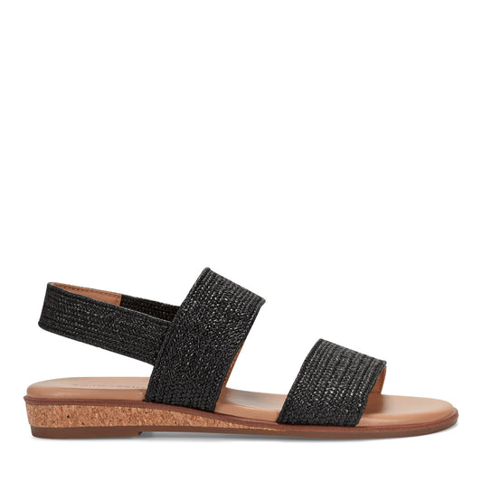 Easy Spirit Lana Flat Sandals - Black Raffia