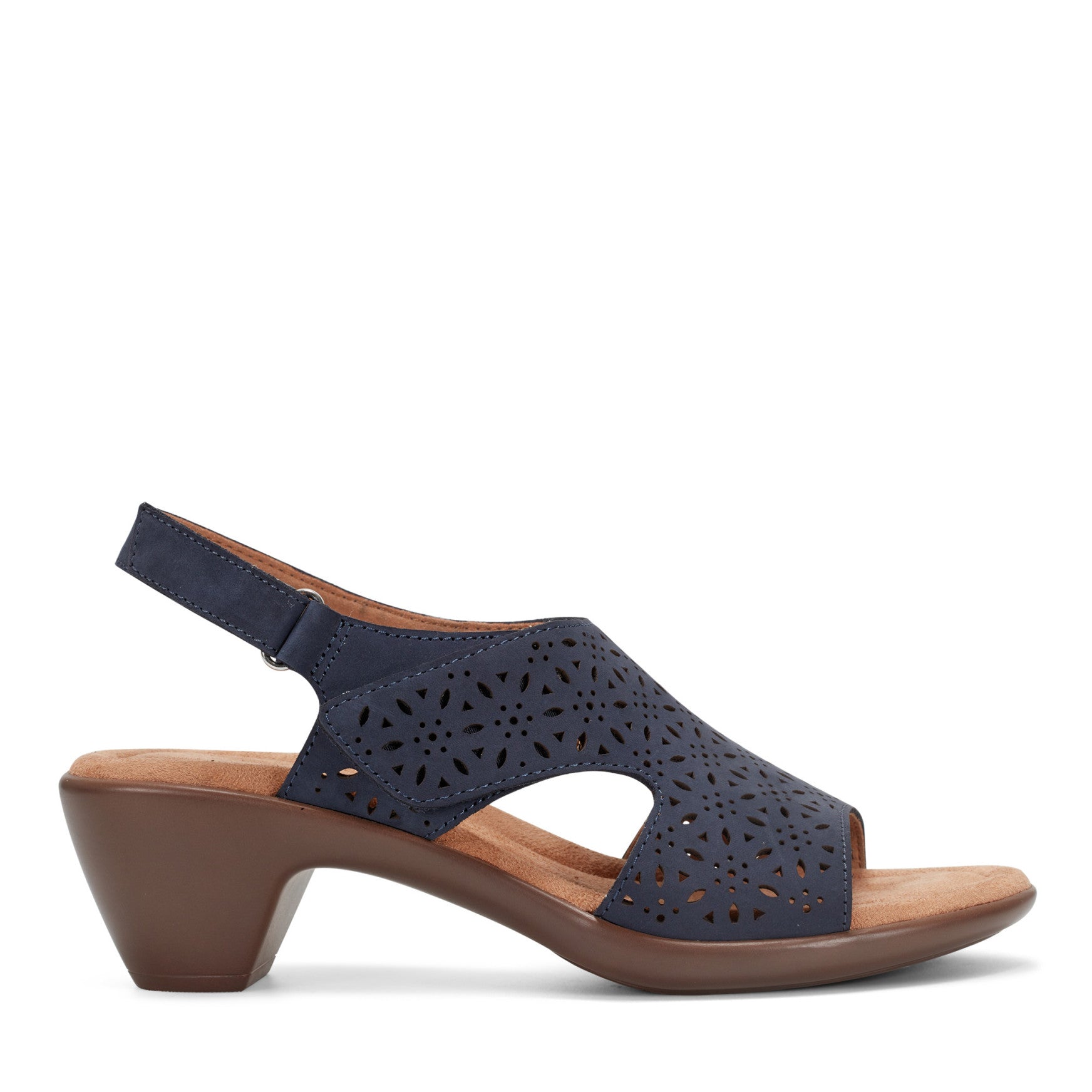 Easy Spirit Calix Heeled Sandals - Navy Suede