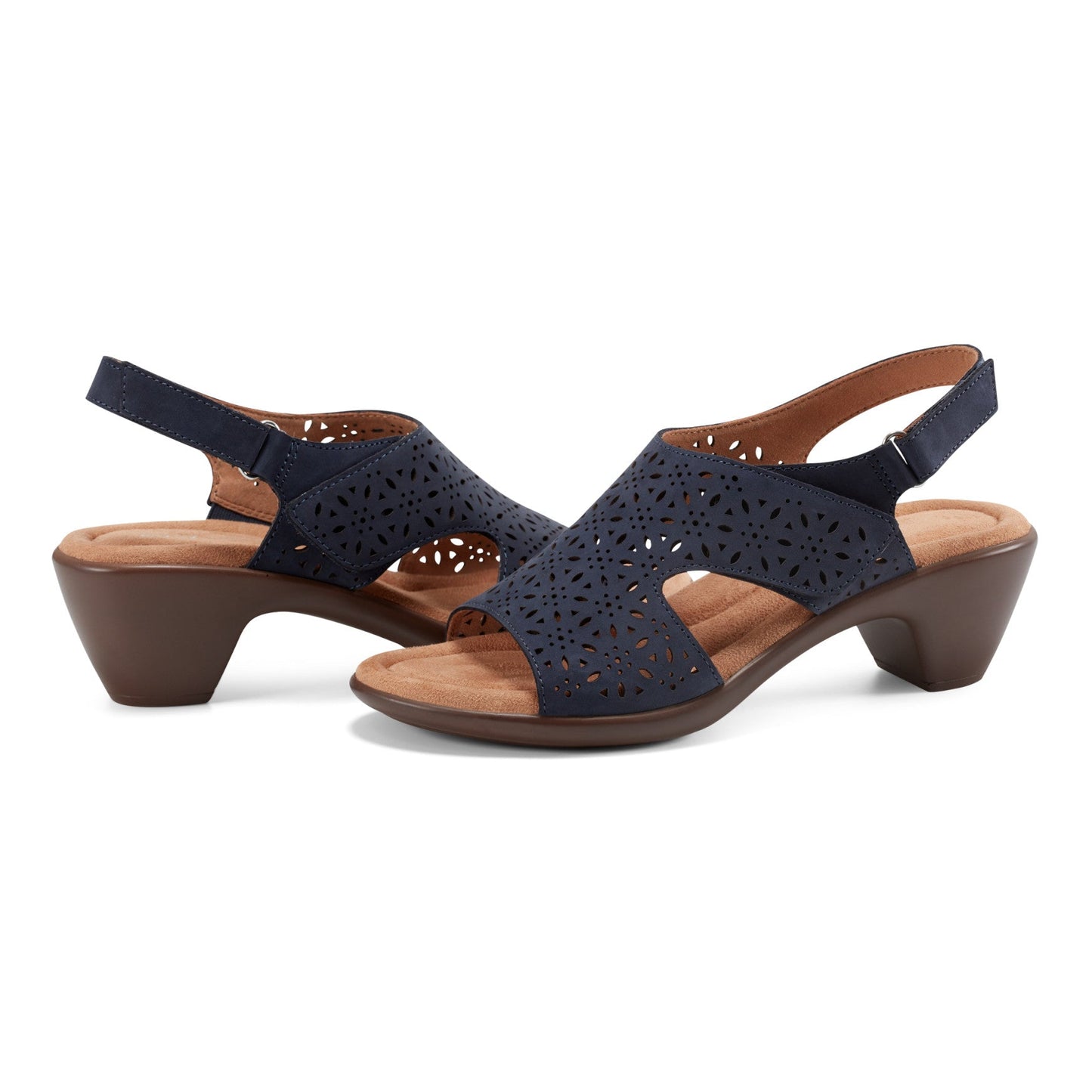 Easy Spirit Calix Heeled Sandals - Navy Suede
