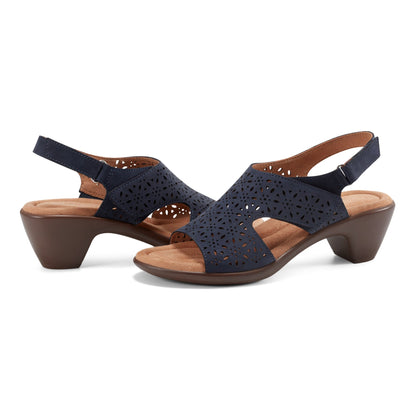 Easy Spirit Calix Heeled Sandals - Navy Suede