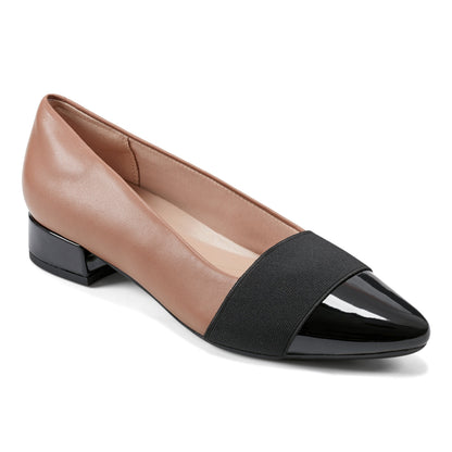 Easy Spirit Casta Cap Toe Dress Pumps - Natural Leather